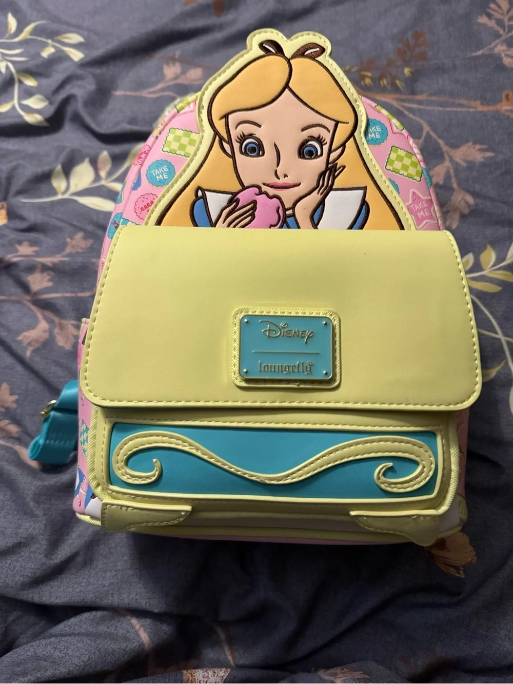 Loungefly Alice Mini Backpack - Pastel Yellow, Turquoise & Pink